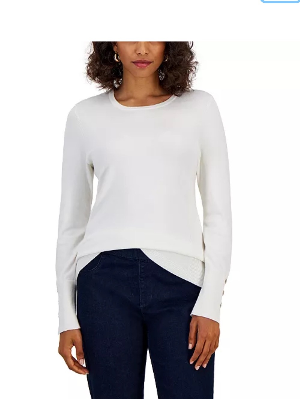 Macys JM collection CREAM sweater with gold accents XXL